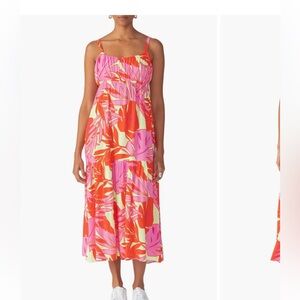 Sanctuary Red and Pink tropical Patterned maxi dress size medium